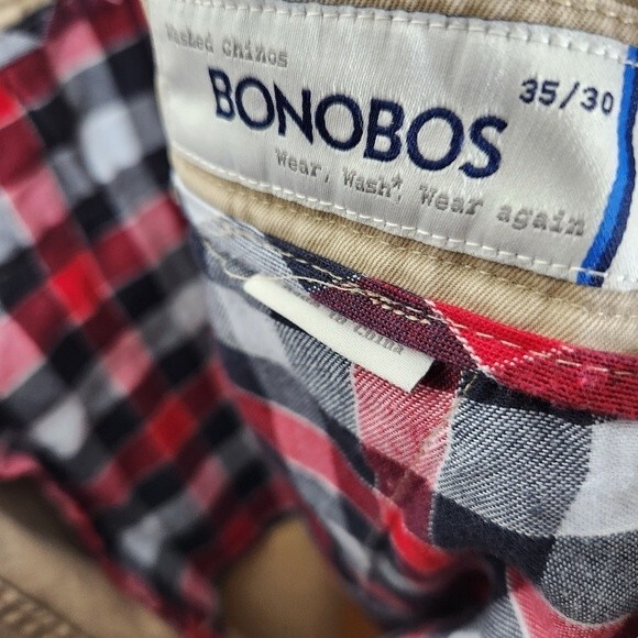 Bonobos Mens Straight Leg Plaid Lined Pocket Washed Chinos Size 35x30 - Picture 6 of 9